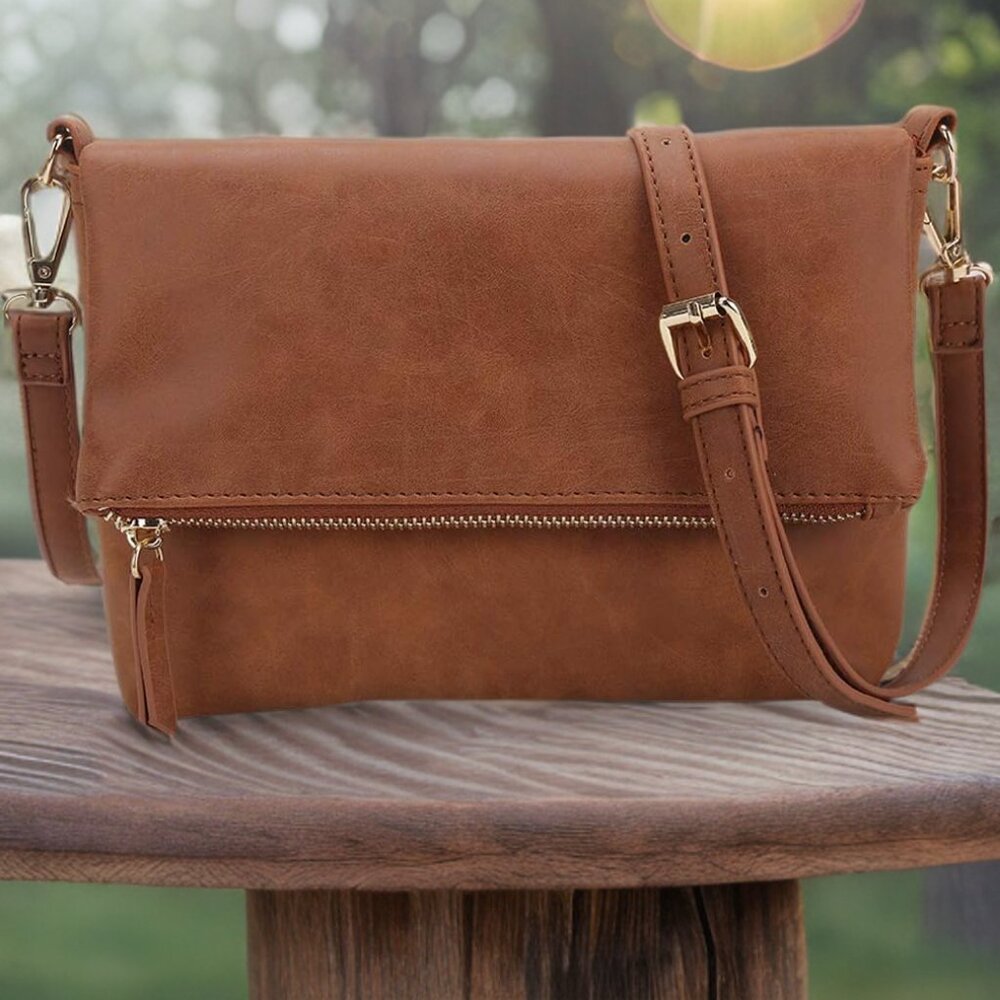 Travel Crossbody Bag Shoulder Purse Clutch Wallet Soft Lightweight Brown Handbag